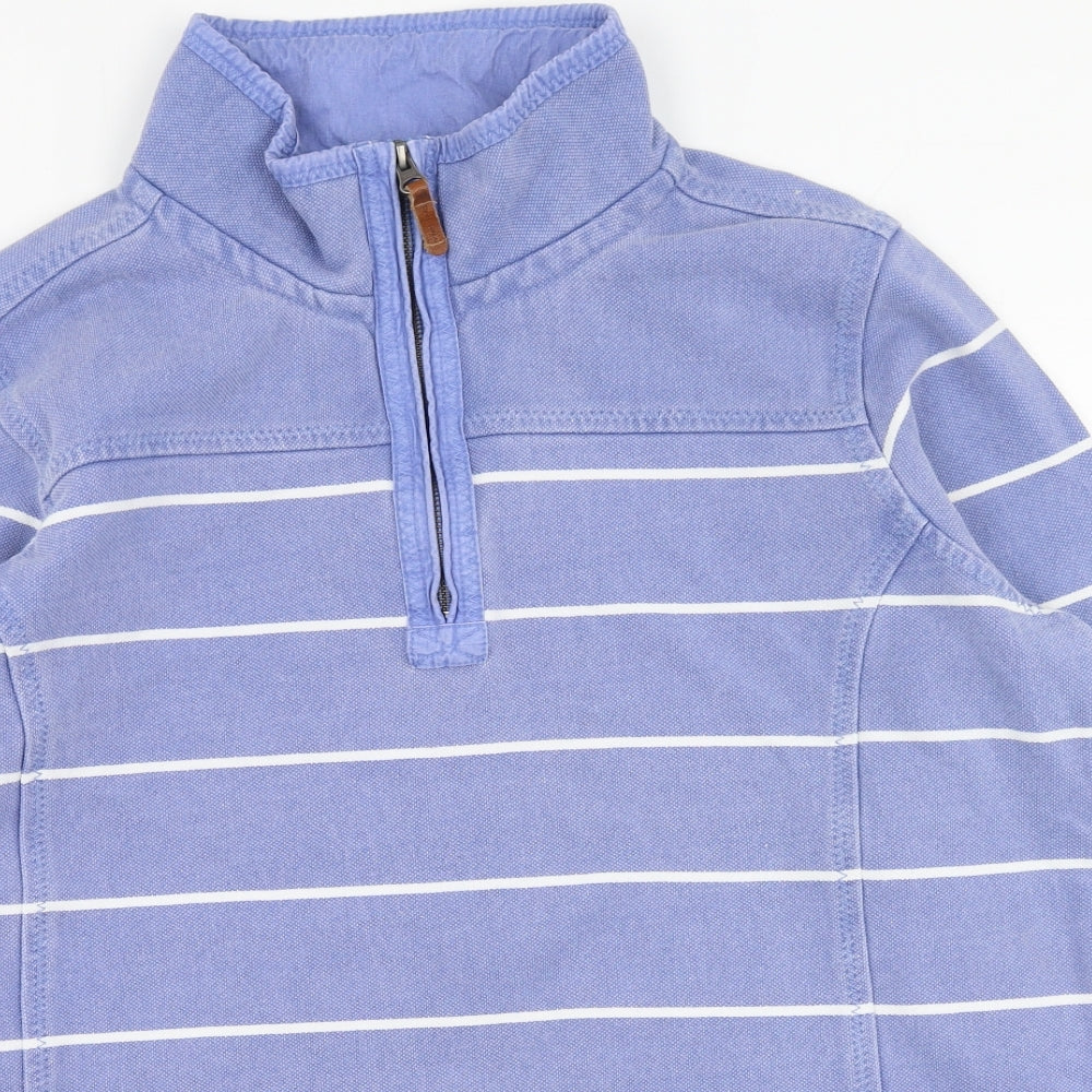 Fat Face Womens Blue High Neck Striped Cotton Pullover Jumper Size 18