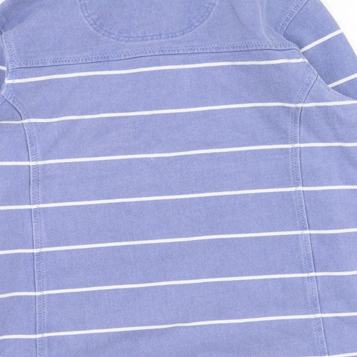 Fat Face Womens Blue High Neck Striped Cotton Pullover Jumper Size 18