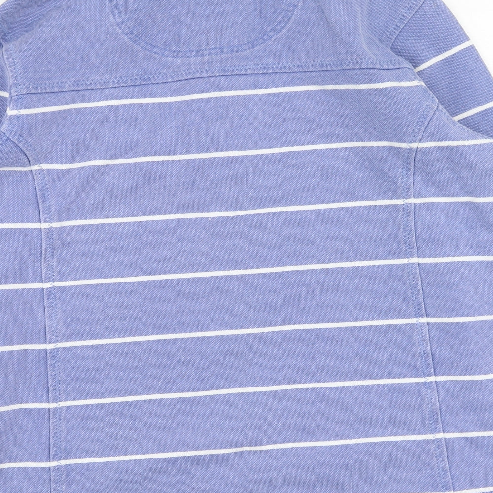 Fat Face Womens Blue High Neck Striped Cotton Pullover Jumper Size 18