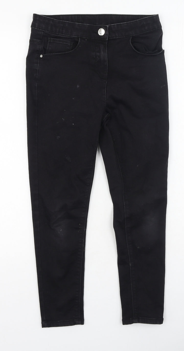 Preworn Girls Black Cotton Skinny Jeans Size 10 Years Regular