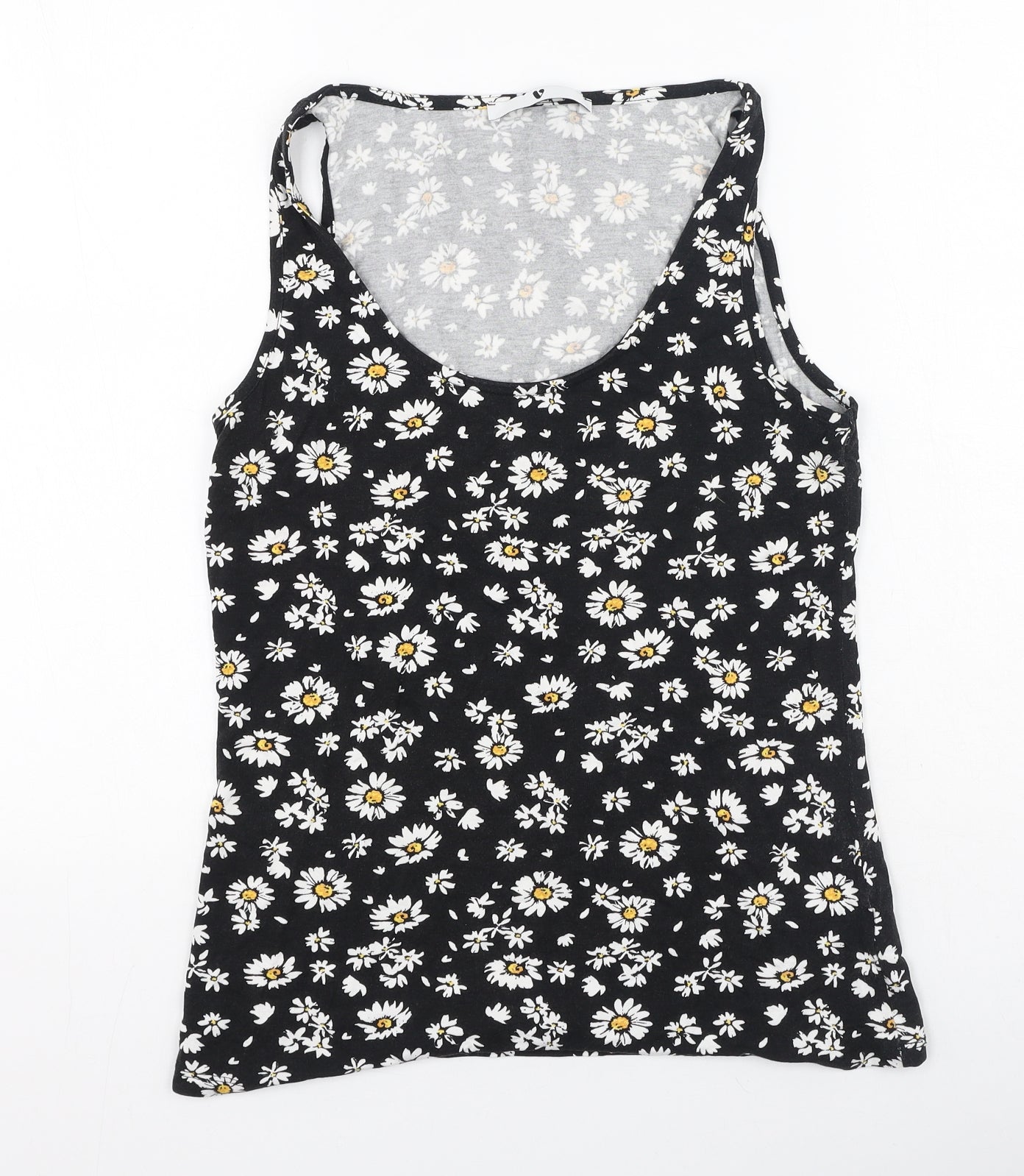 Very  Womens Black Floral Viscose Camisole Tank Size 10 Round Neck