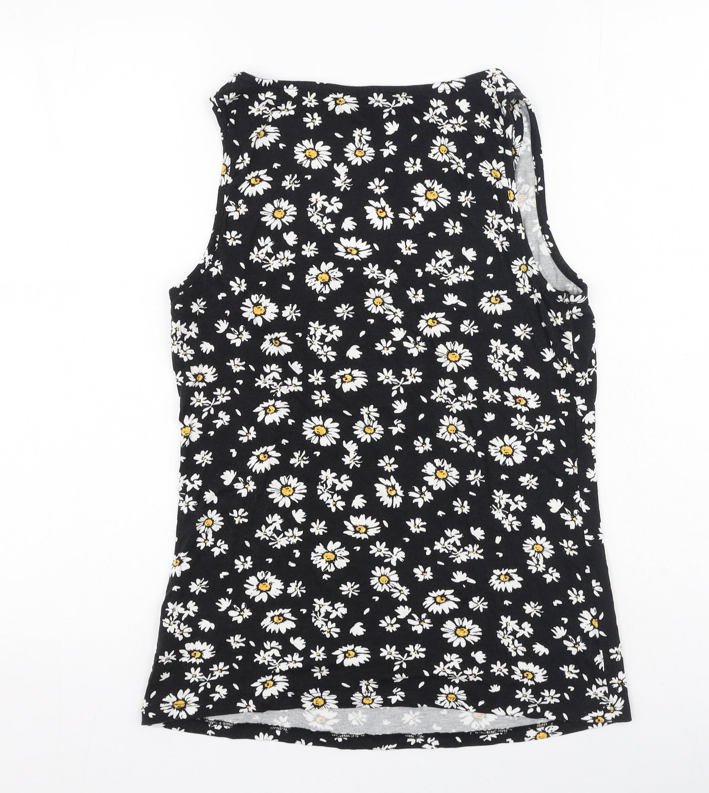 Very  Womens Black Floral Viscose Camisole Tank Size 10 Round Neck
