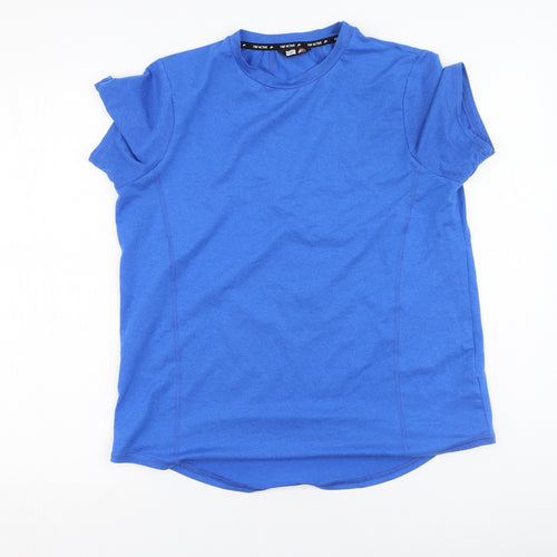 F&F Mens Blue  Polyester  T-Shirt  Round Neck