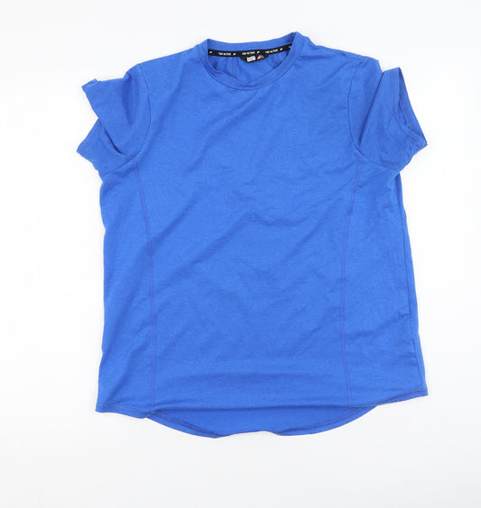 Front view of F&F men’s blue polyester t-shirt round neck