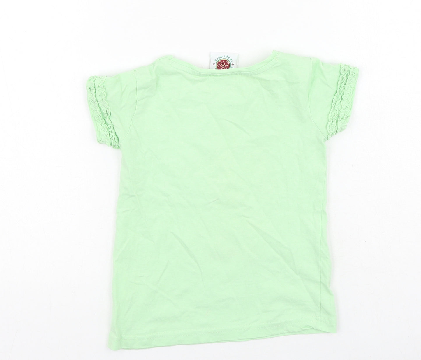 Traditional craftwear Girls Green  Cotton Basic Casual Size 5-6 Years Round Neck