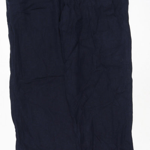 Marks and Spencer Womens Blue  Cotton Trousers  Size 34 L32.5 in Regular