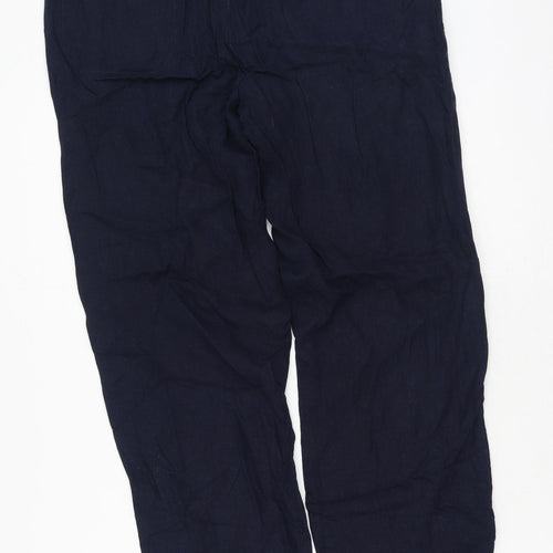 Marks and Spencer Womens Blue  Cotton Trousers  Size 34 L32.5 in Regular