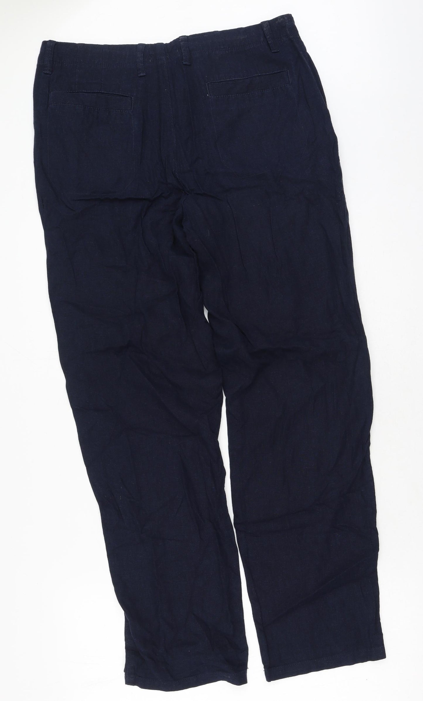 Marks and Spencer Womens Blue  Cotton Trousers  Size 34 L32.5 in Regular
