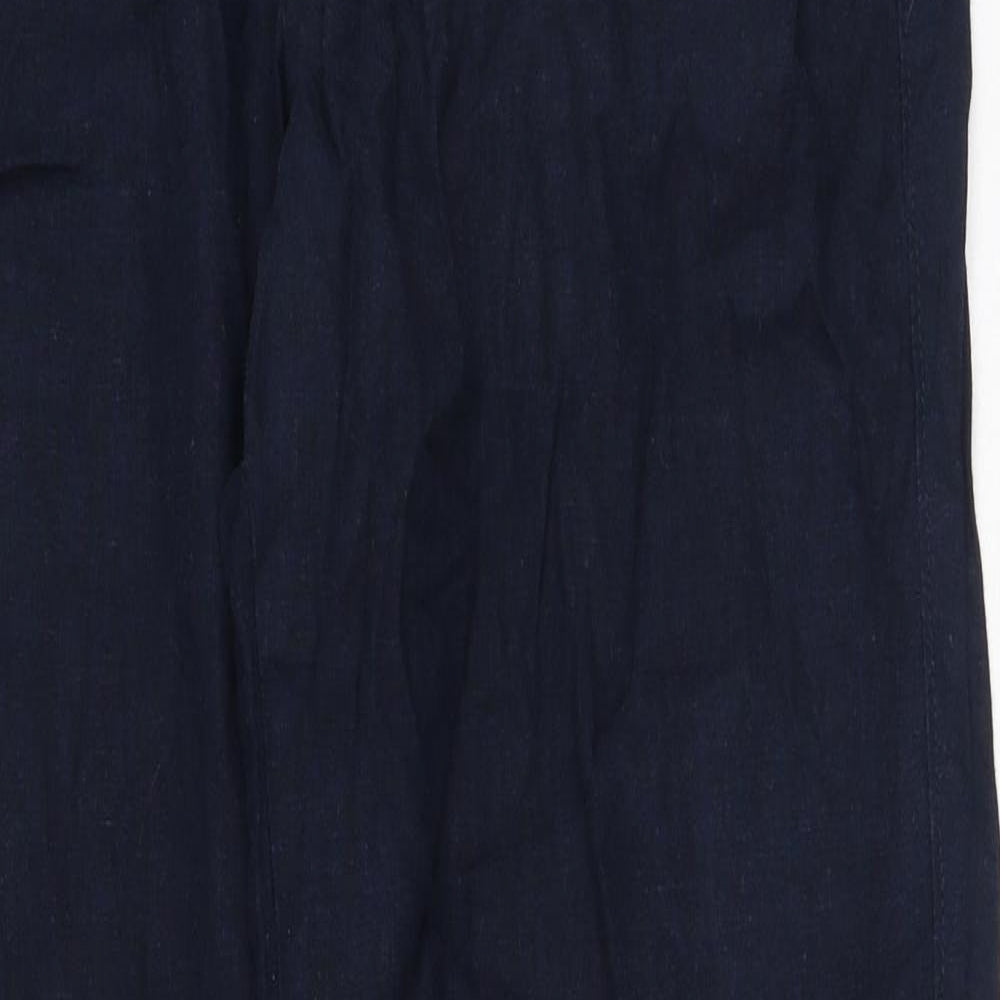 Marks and Spencer Womens Blue  Cotton Trousers  Size 34 L32.5 in Regular
