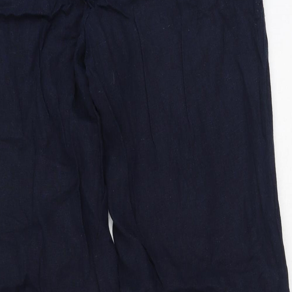 Marks and Spencer Womens Blue  Cotton Trousers  Size 34 L32.5 in Regular