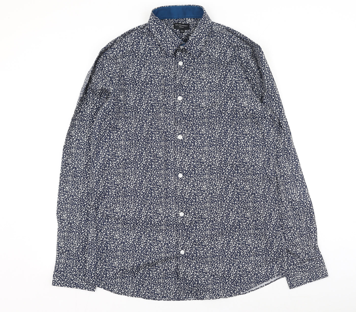 Taylor & Wright Mens Blue Floral Cotton  Button-Up Size 39 Collared
