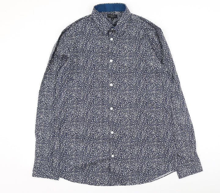 Taylor & Wright Mens Blue Floral Cotton  Button-Up Size 39 Collared