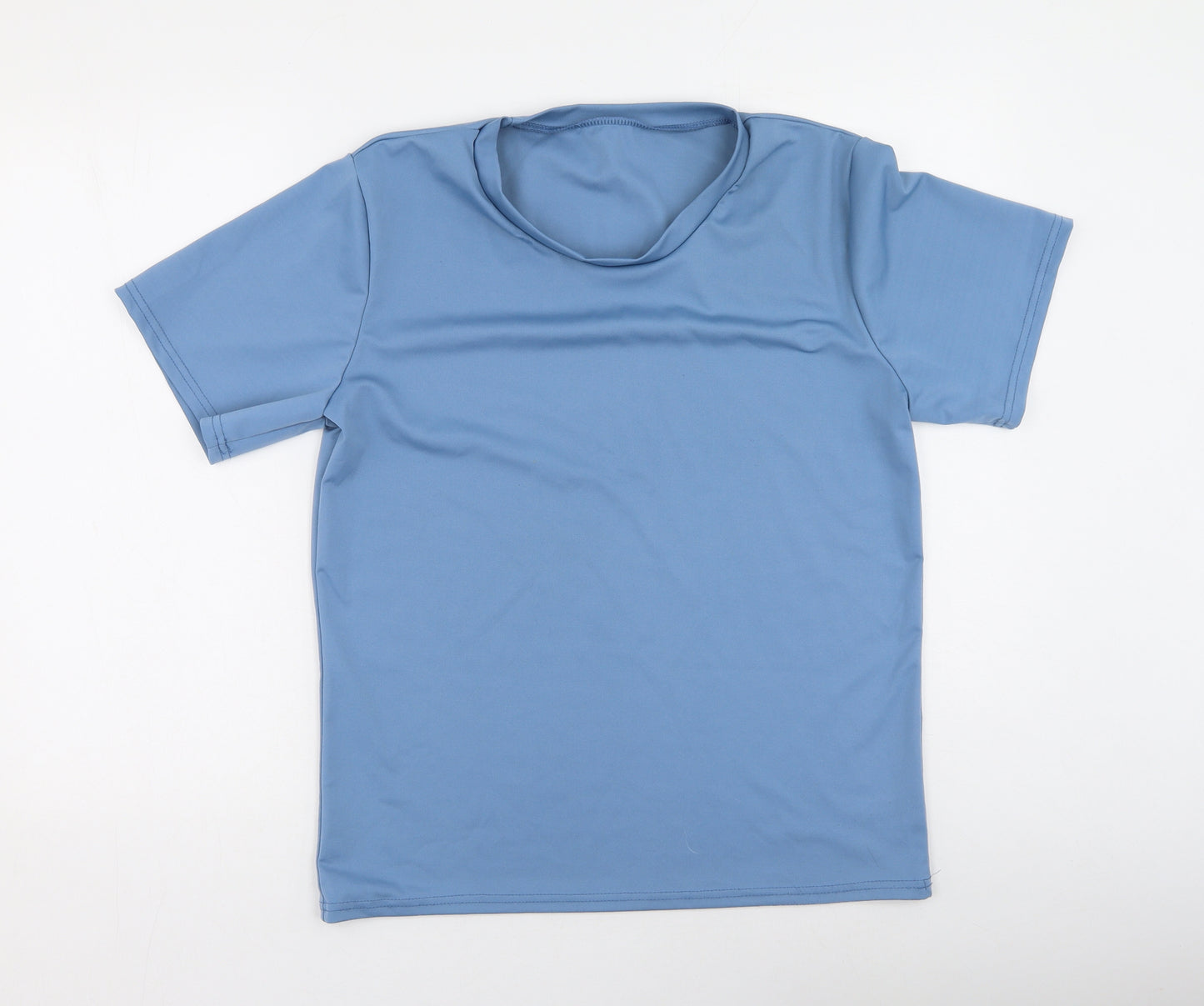 Preworn Womens Blue  Polyester Basic T-Shirt Size S Round Neck