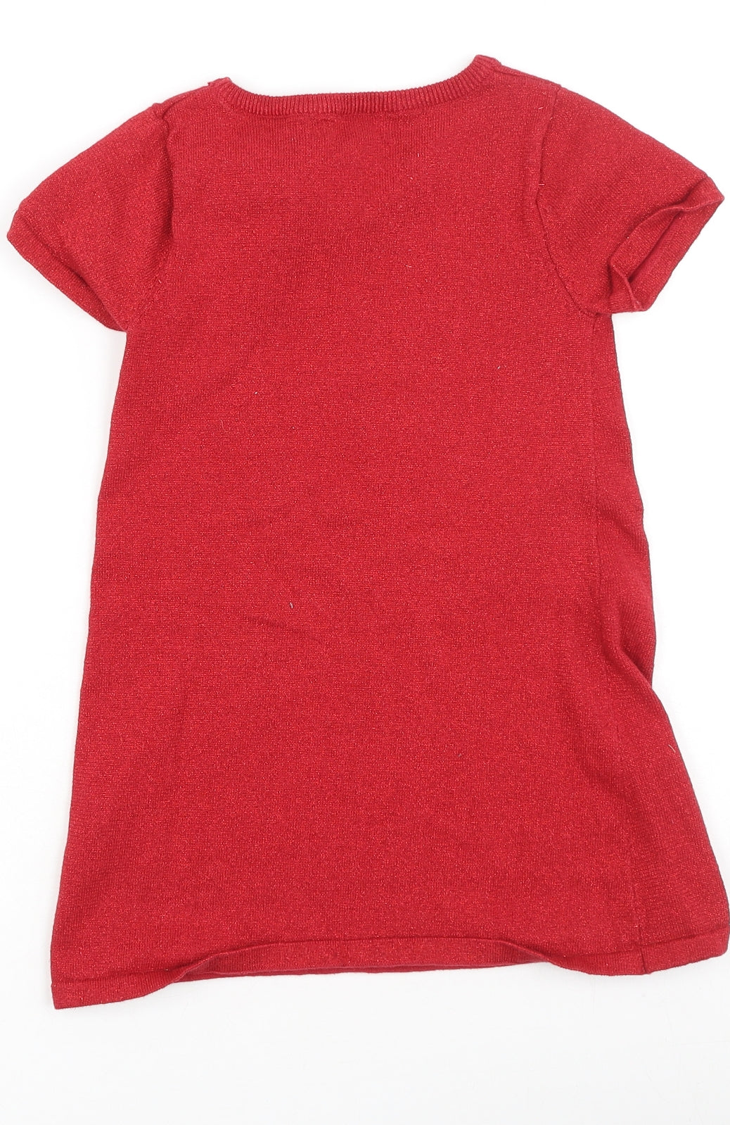 H&M Girls Red  Cotton T-Shirt Dress  Size 2-3 Years  Round Neck