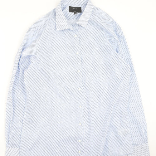 Marks and Spencer Mens Blue  Polyester  Button-Up Size 43 Collared