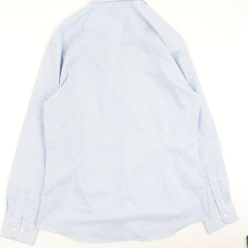 Marks and Spencer Mens Blue  Polyester  Button-Up Size 43 Collared