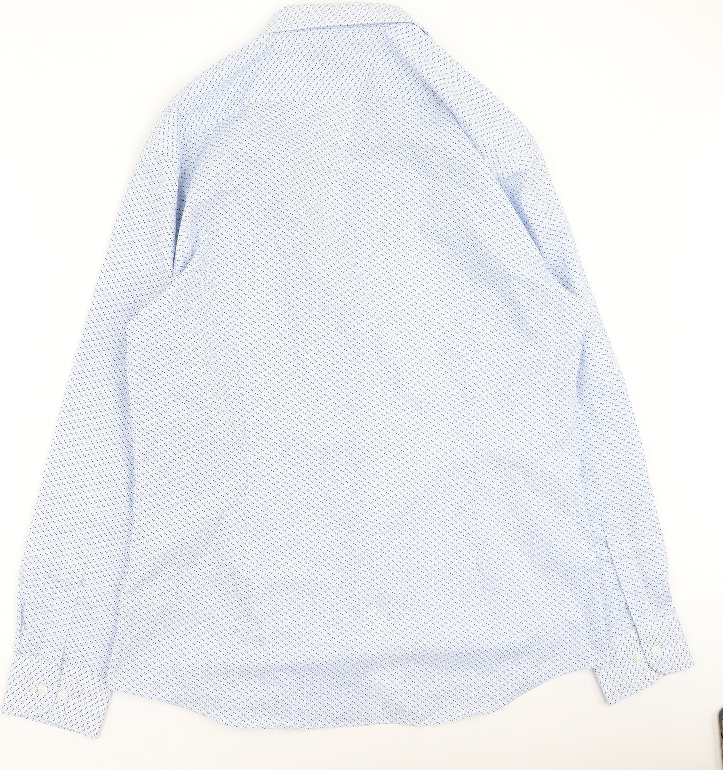 Marks and Spencer Mens Blue  Polyester  Button-Up Size 43 Collared