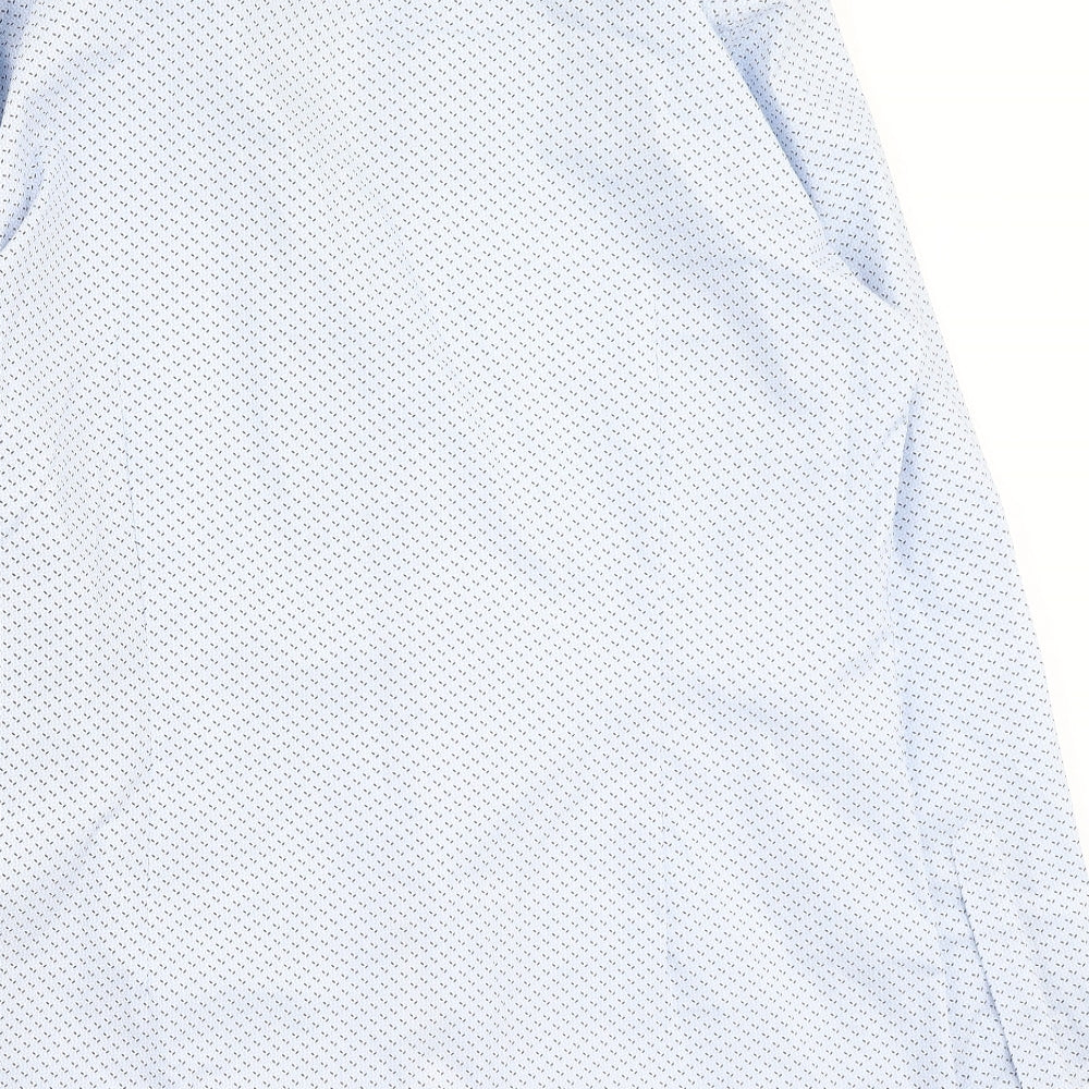 Marks and Spencer Mens Blue  Polyester  Button-Up Size 43 Collared