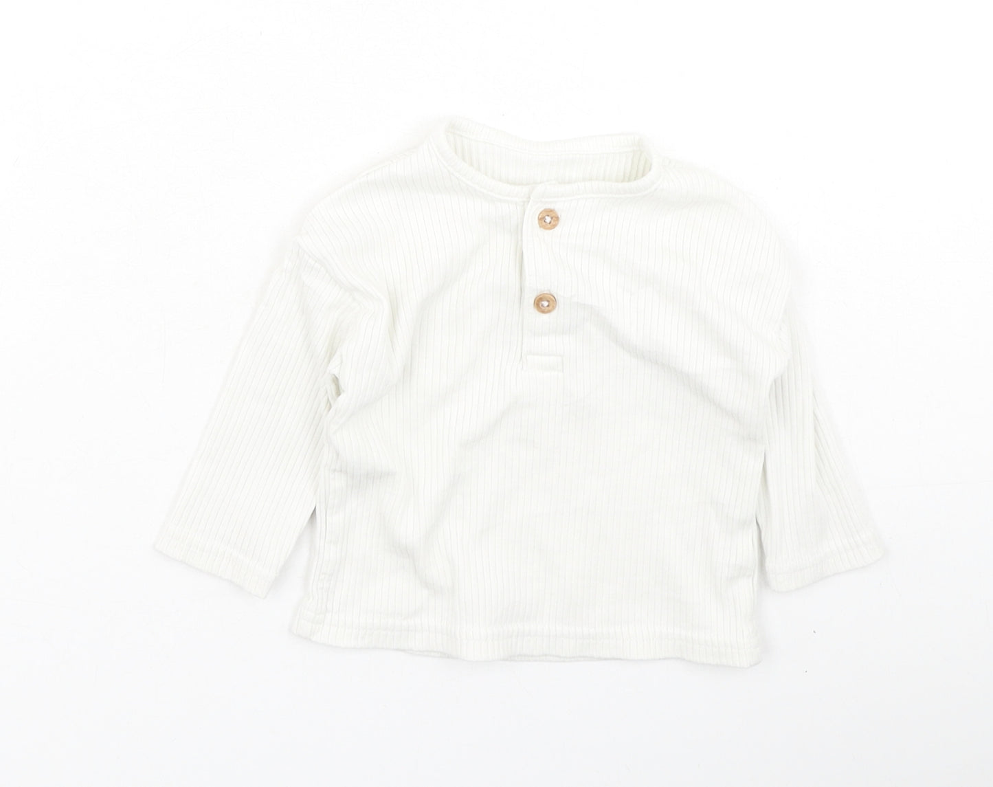 TU Baby White  Cotton Basic Casual Size 0-3 Months Round Neck