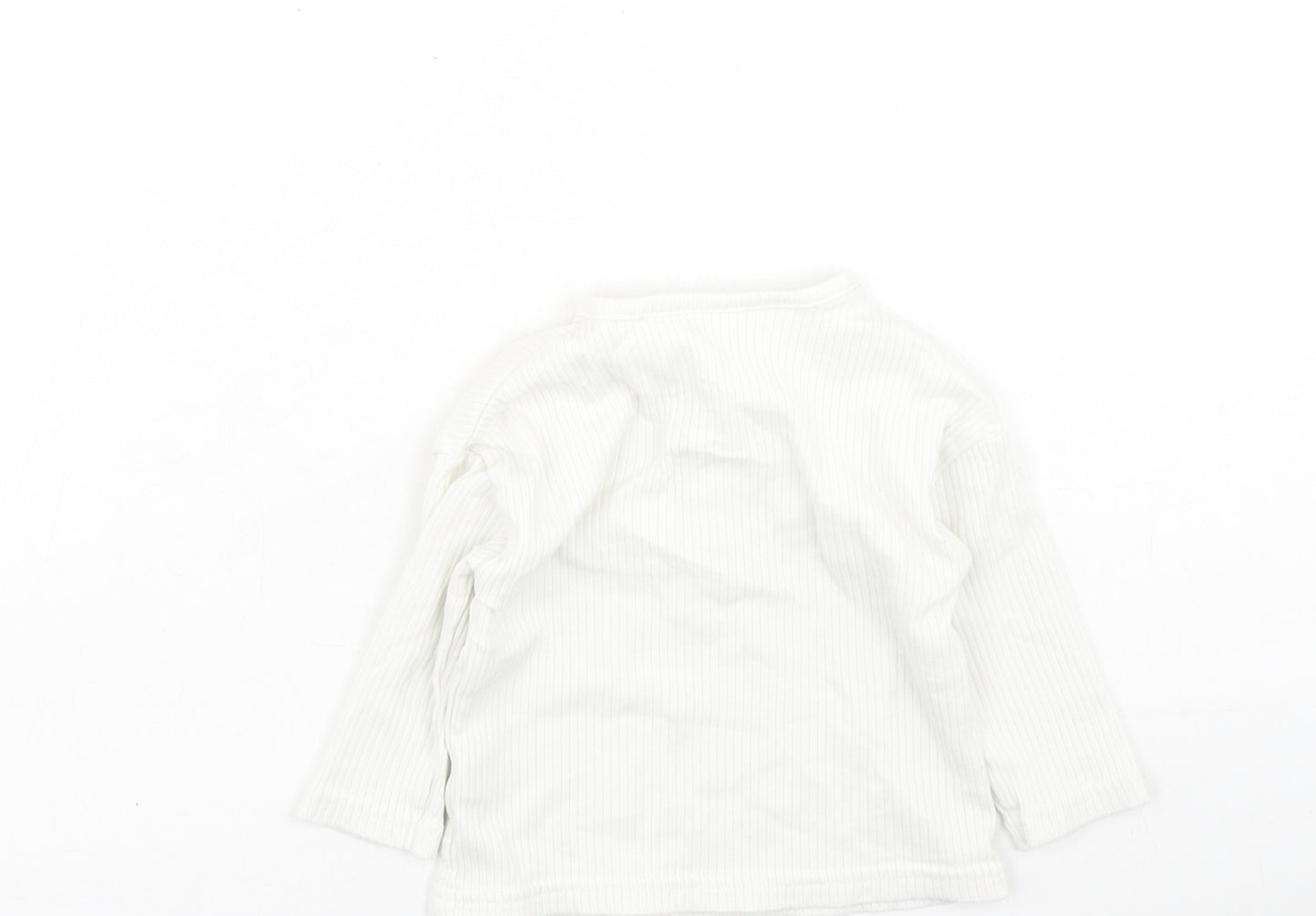 TU Baby White  Cotton Basic Casual Size 0-3 Months Round Neck