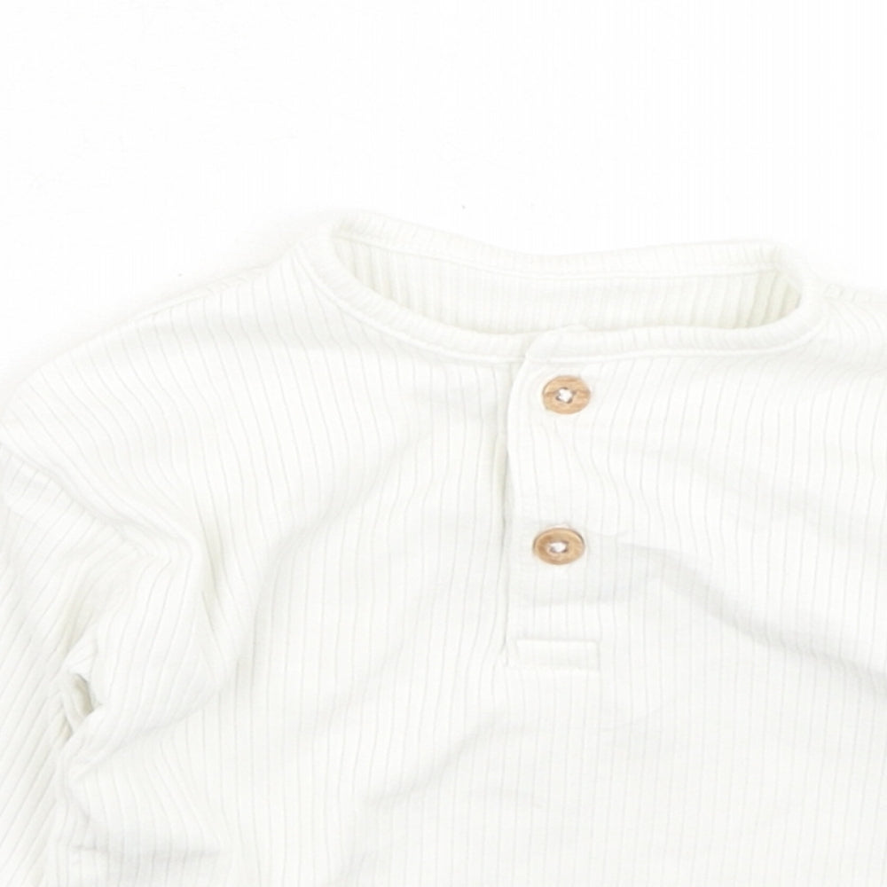 TU Baby White  Cotton Basic Casual Size 0-3 Months Round Neck