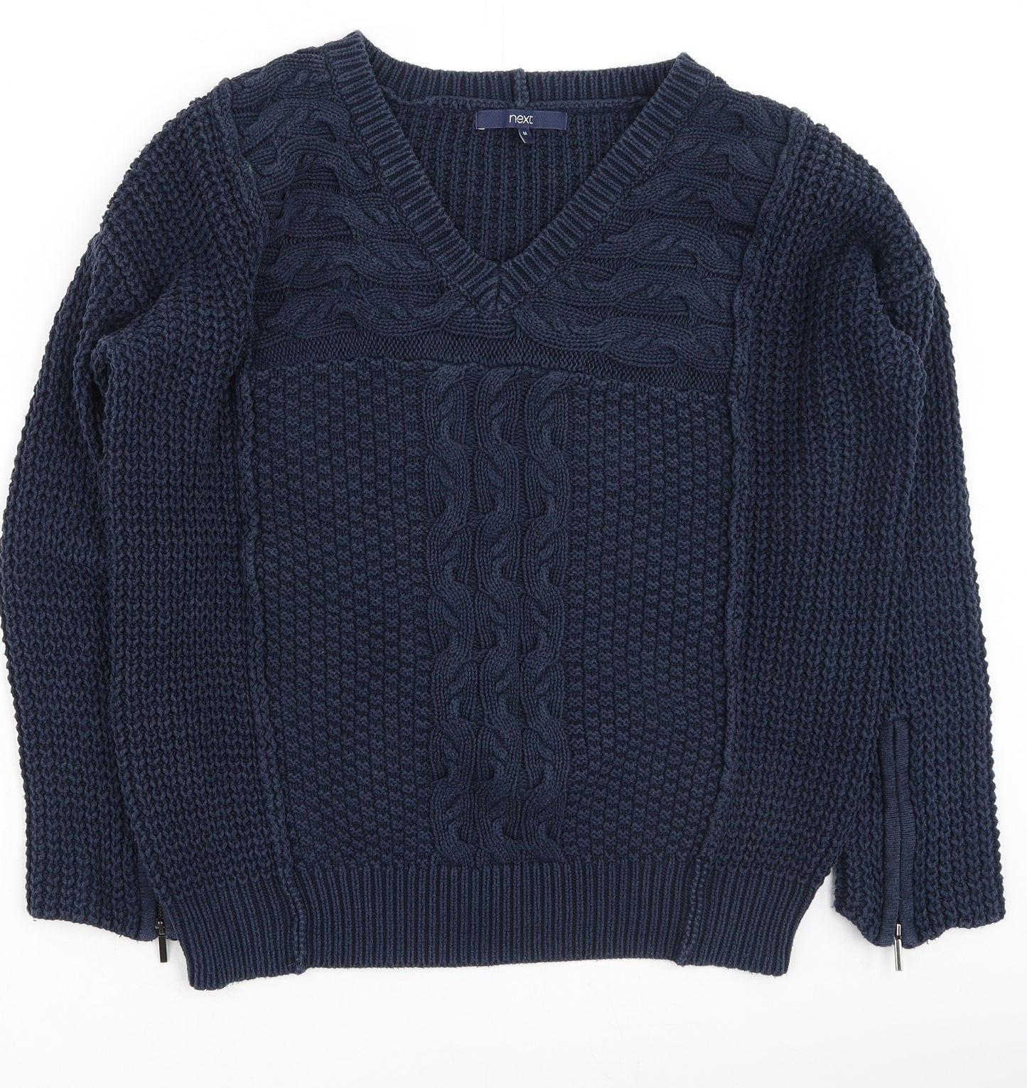 NEXT Mens Blue V-Neck  Cotton Pullover Jumper Size M