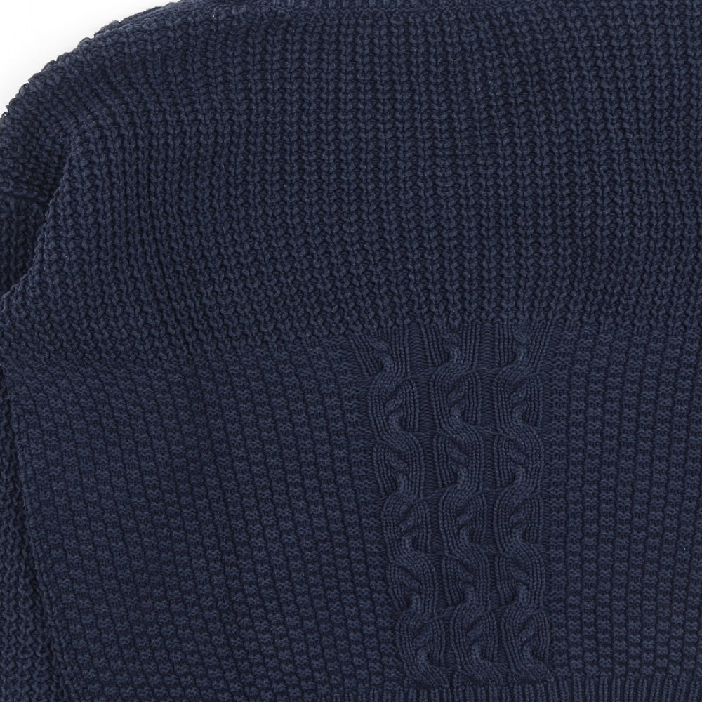 NEXT Mens Blue V-Neck  Cotton Pullover Jumper Size M
