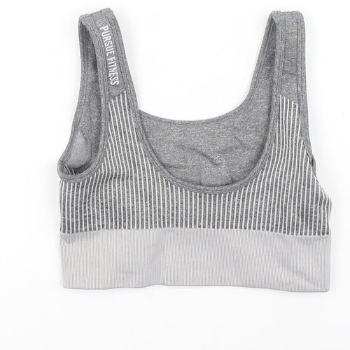 pure fitness Womens Grey  Polyester Cropped Tank Size S Round Neck