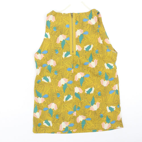 Glamours Womens Yellow Floral Polyester Camisole Tank Size 6 Round Neck