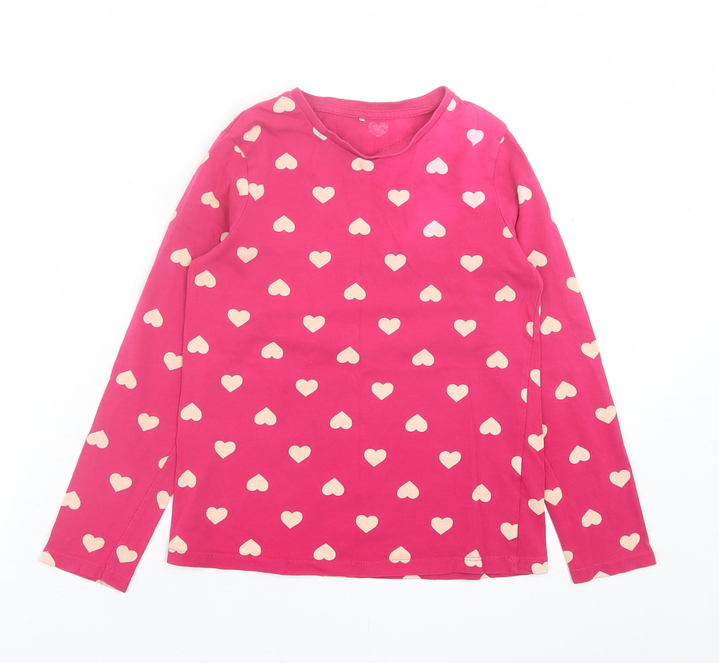 George Girls Pink Geometric Cotton Basic Casual Size 9-10 Years Crew Neck Pullover