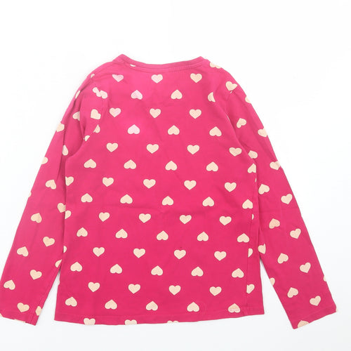 George Girls Pink Geometric Cotton Basic Casual Size 9-10 Years Crew Neck Pullover