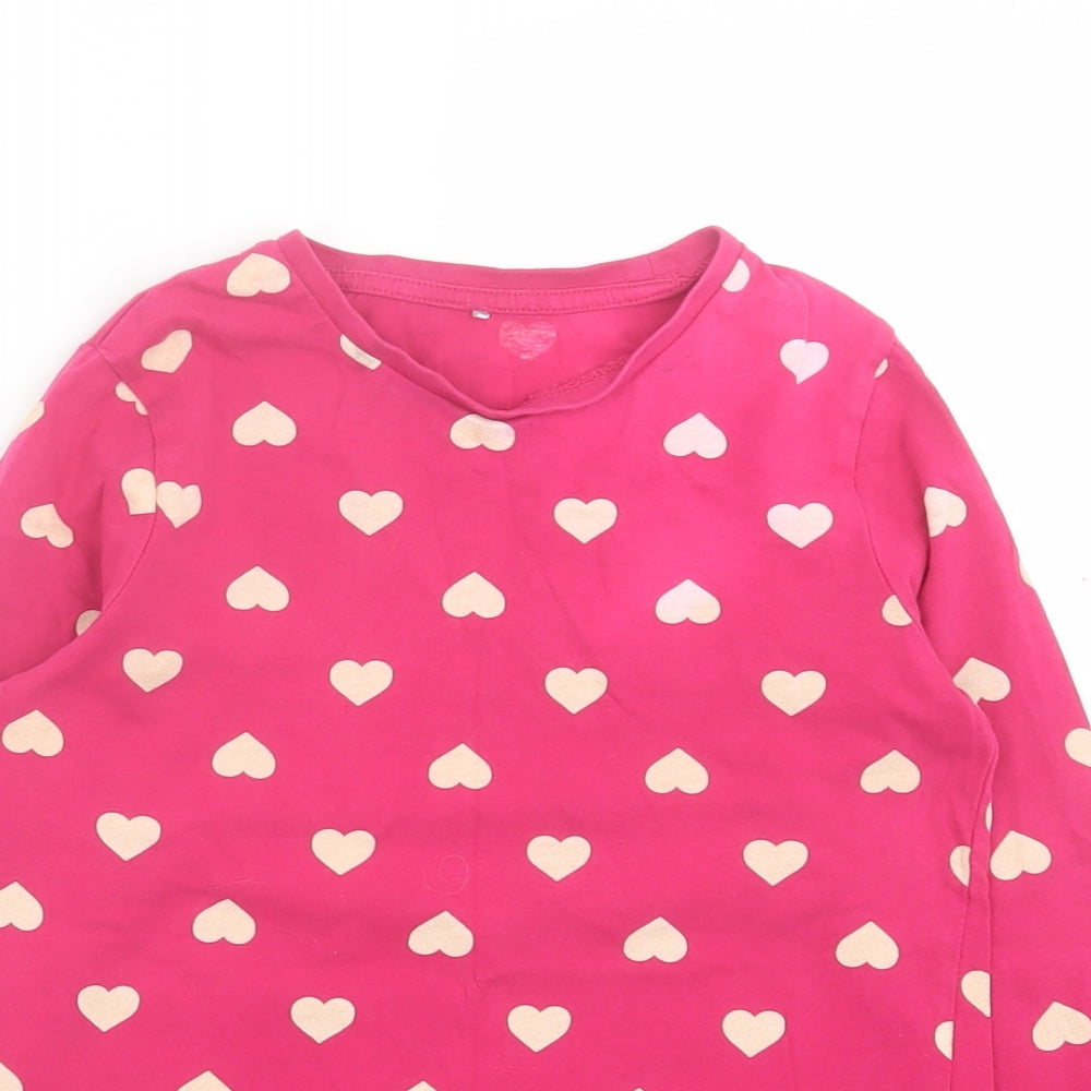 George Girls Pink Geometric Cotton Basic Casual Size 9-10 Years Crew Neck Pullover
