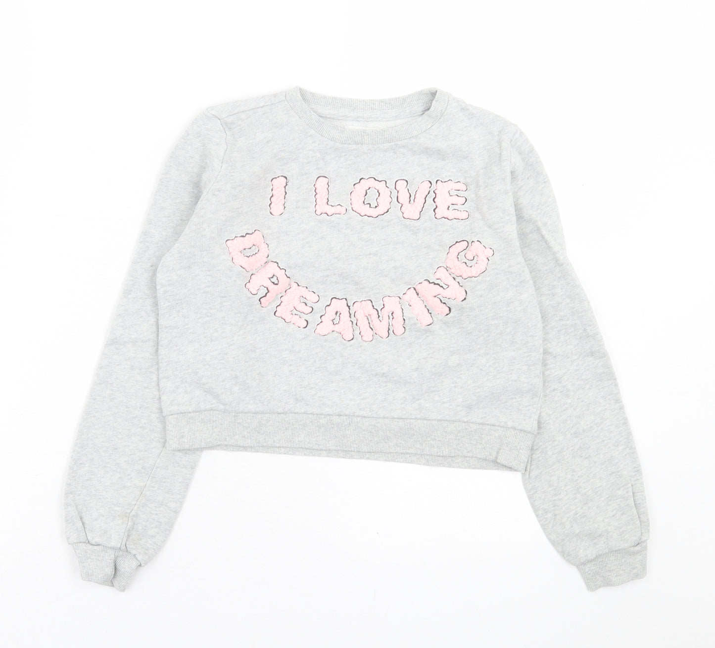 H&M Girls Grey  Cotton Pullover Sweatshirt Size 9-10 Years  Pullover - cropped