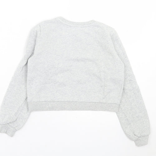 H&M Girls Grey  Cotton Pullover Sweatshirt Size 9-10 Years  Pullover - cropped
