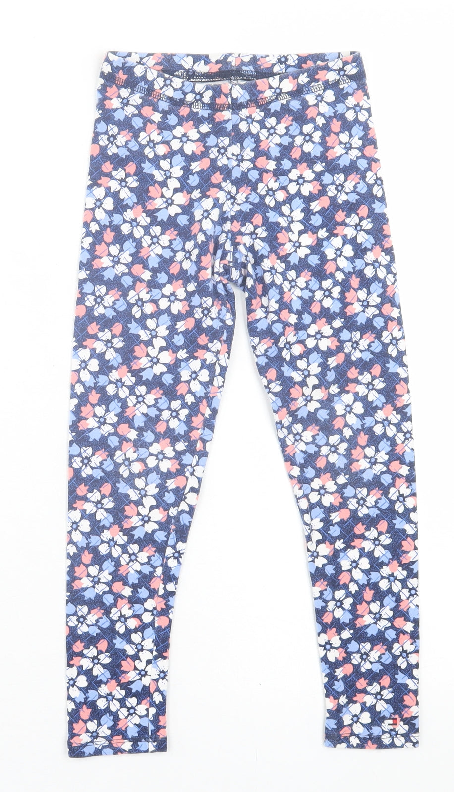 Tommy Hilfiger Girls Blue Geometric Cotton Capri Trousers Size 6-7 Years  Regular Pullover