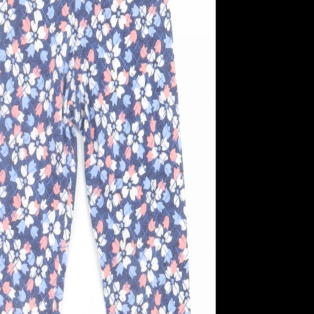 Tommy Hilfiger Girls Blue Geometric Cotton Capri Trousers Size 6-7 Years  Regular Pullover