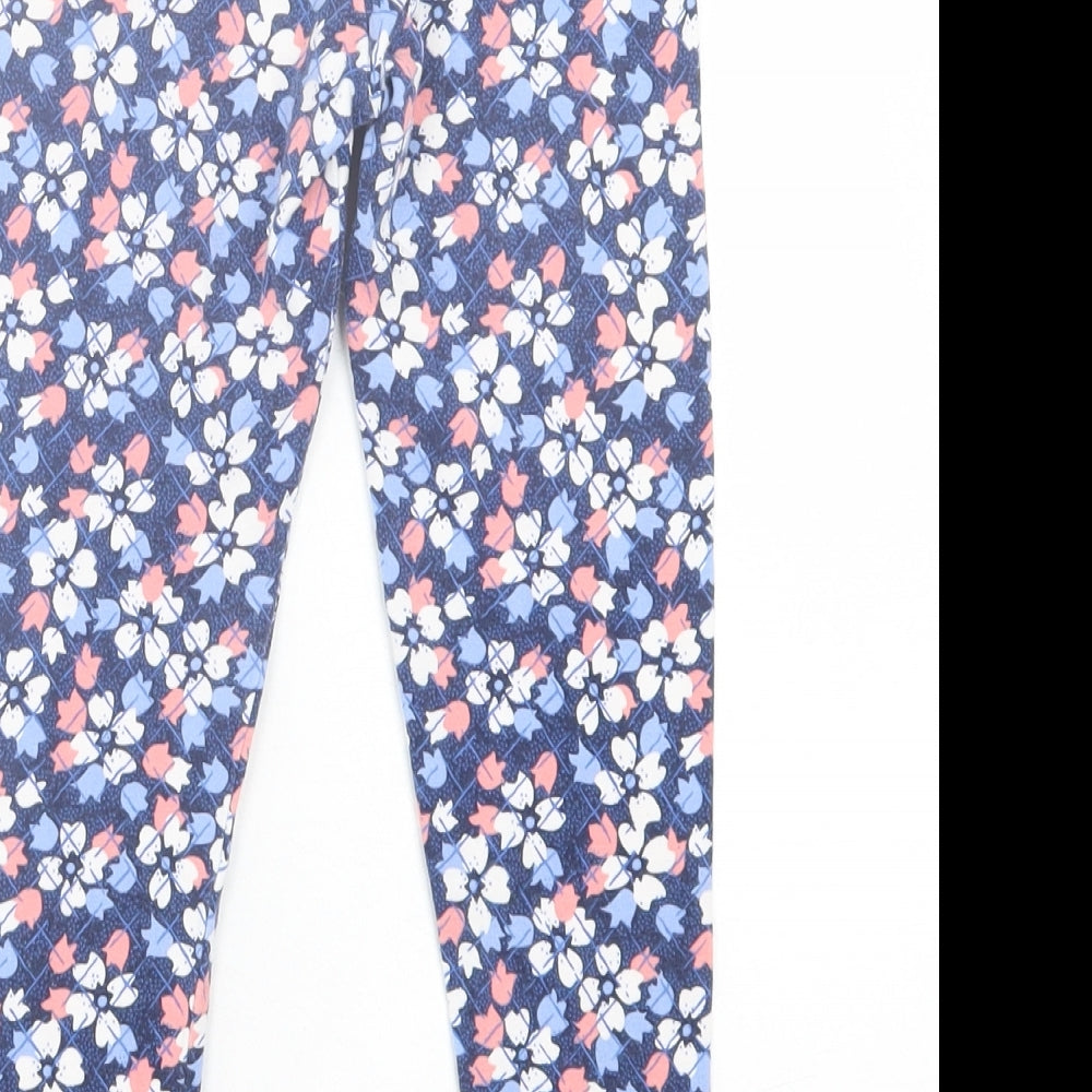 Tommy Hilfiger Girls Blue Geometric Cotton Capri Trousers Size 6-7 Years  Regular Pullover