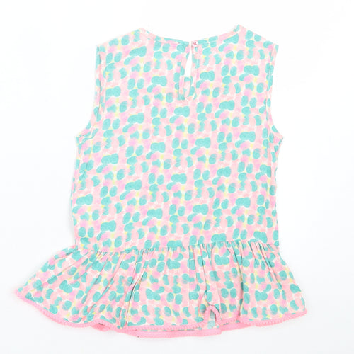 Young Dimension Girls Multicoloured Geometric Cotton Tunic Tank Size 6-7 Years Crew Neck Button
