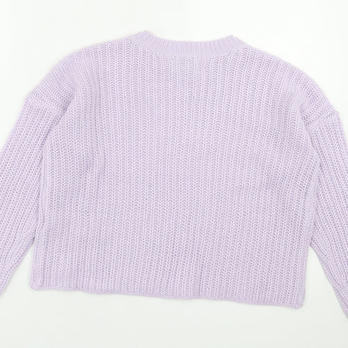 Only Womens Purple Crew Neck  Acrylic Pullover Jumper Size S