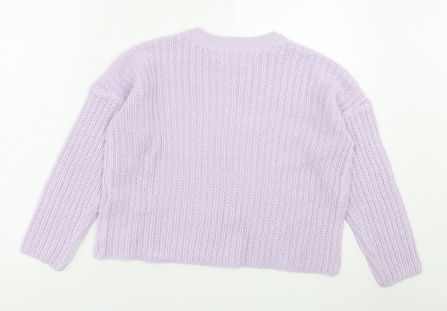 Only Womens Purple Crew Neck  Acrylic Pullover Jumper Size S