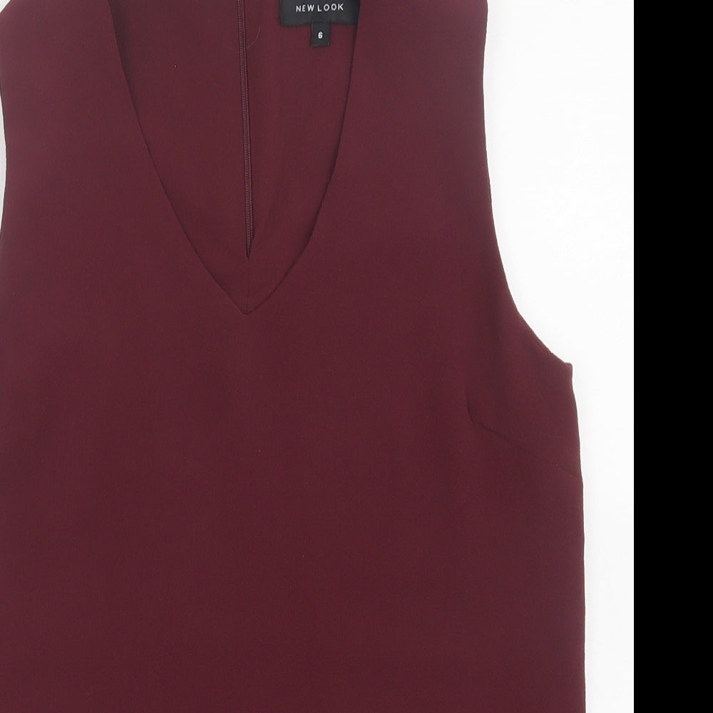 New Look Womens Red  Polyester Basic Tank Size 6 Halter