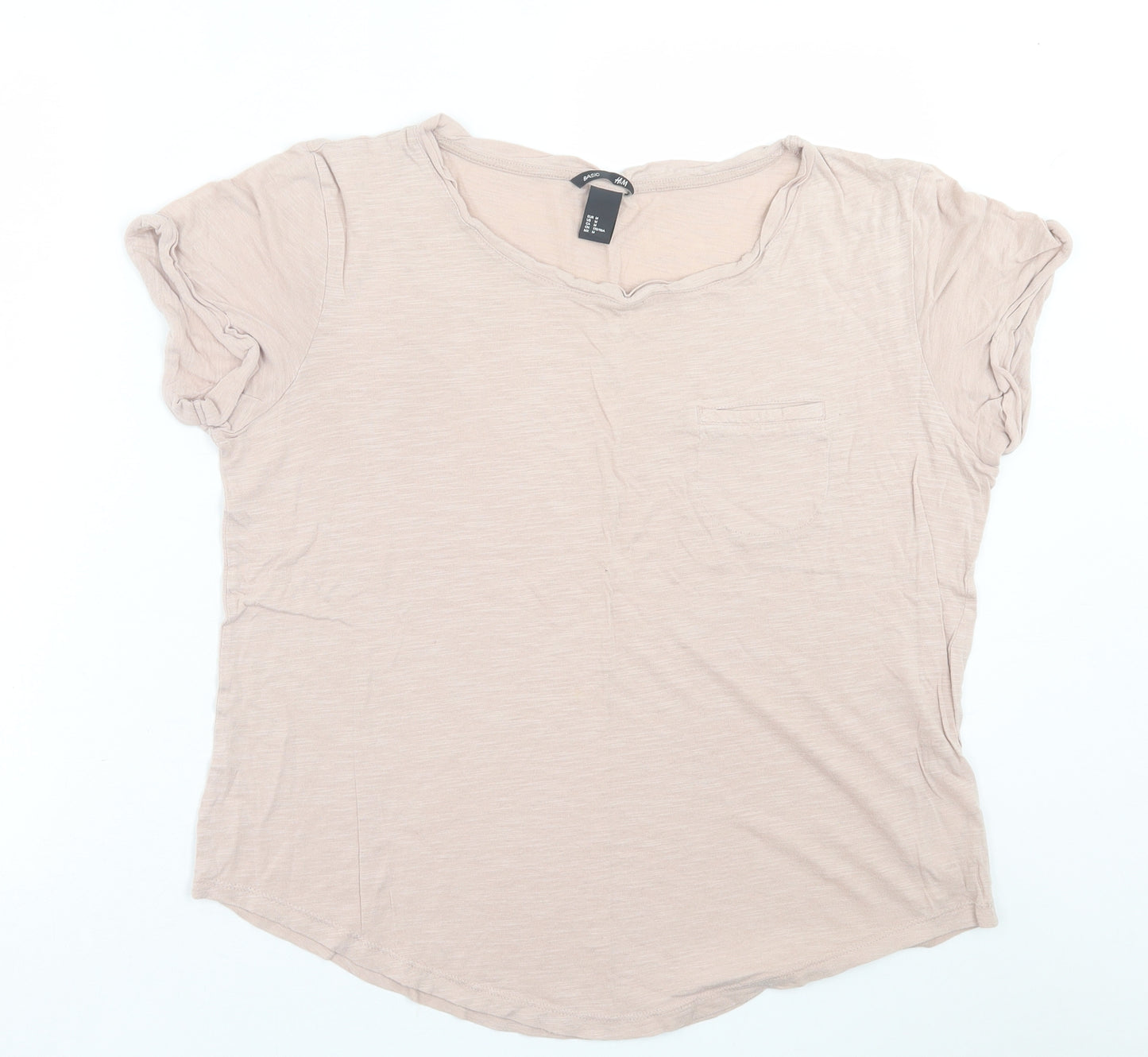 H&M Womens Pink  Cotton Basic T-Shirt Size M Crew Neck