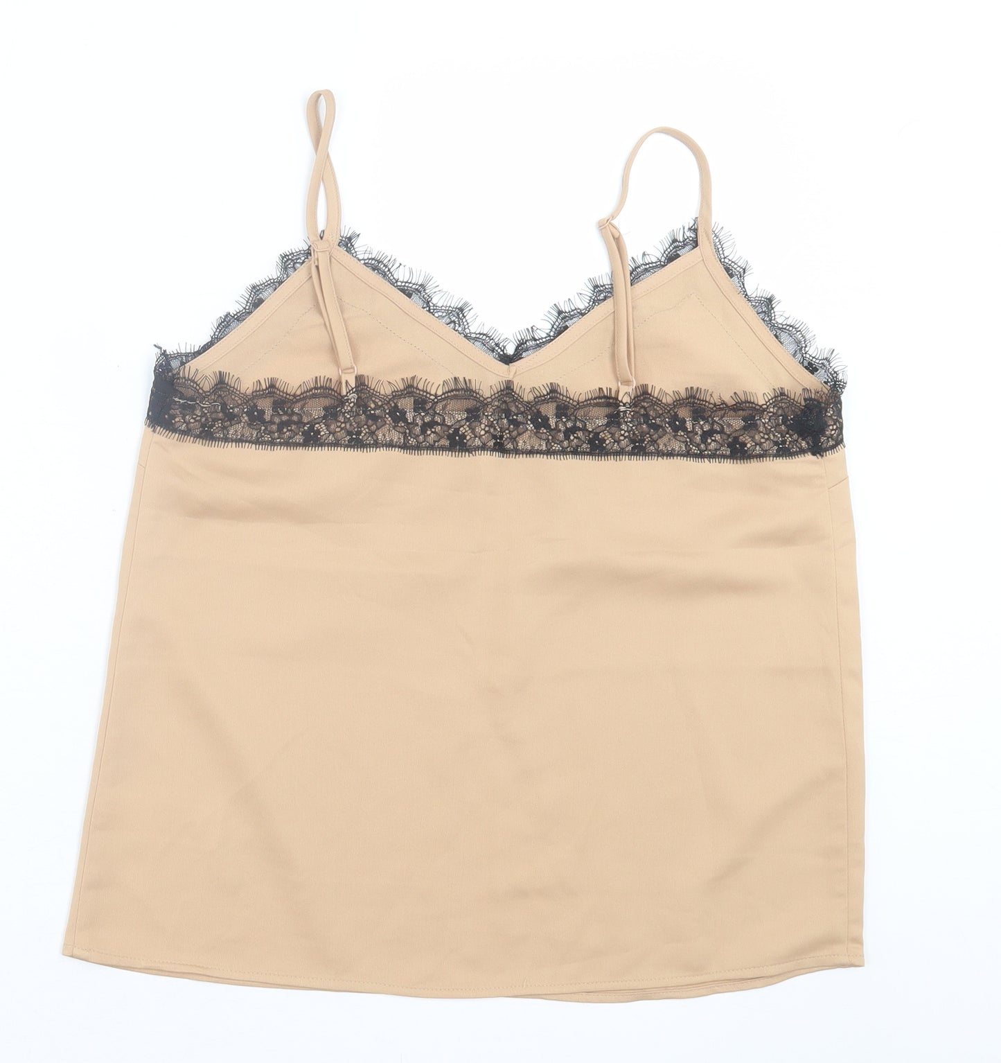 Topshop Womens Beige  Polyester Basic Tank Size 10 V-Neck