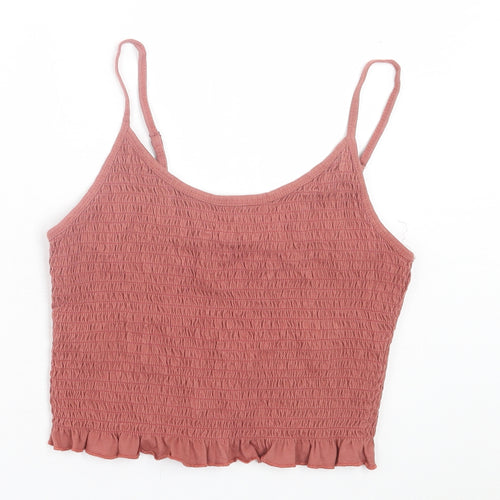 ASOS Womens Pink  Cotton Cropped Tank Size 10 Square Neck