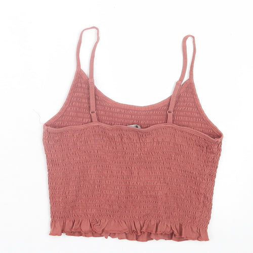 ASOS Womens Pink  Cotton Cropped Tank Size 10 Square Neck