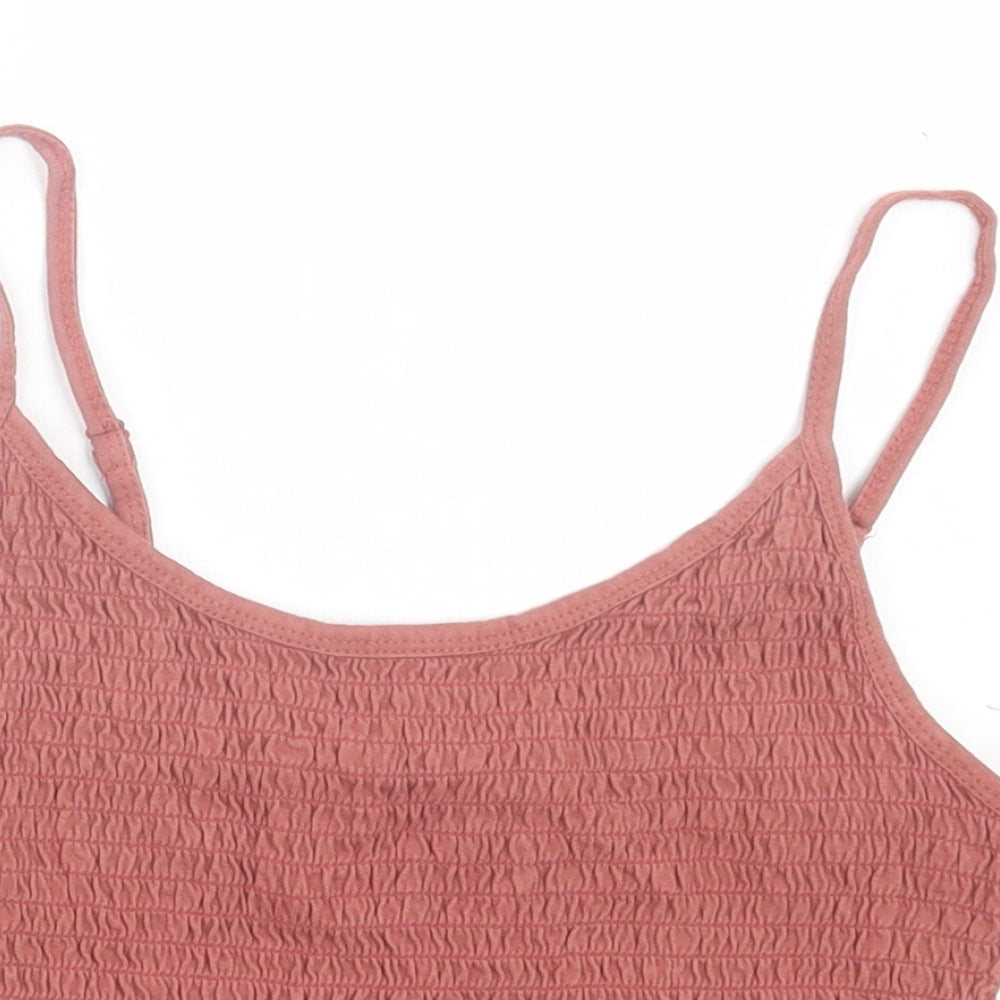 ASOS Womens Pink  Cotton Cropped Tank Size 10 Square Neck