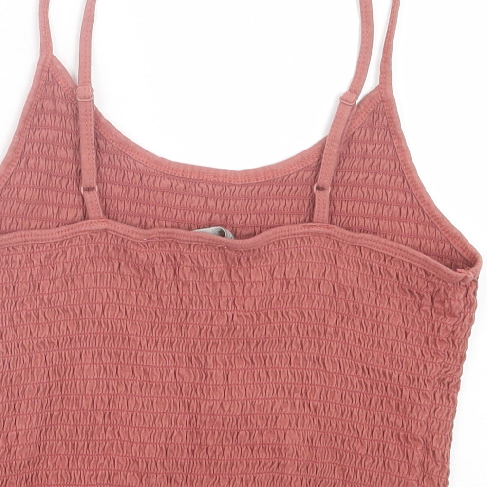 ASOS Womens Pink  Cotton Cropped Tank Size 10 Square Neck