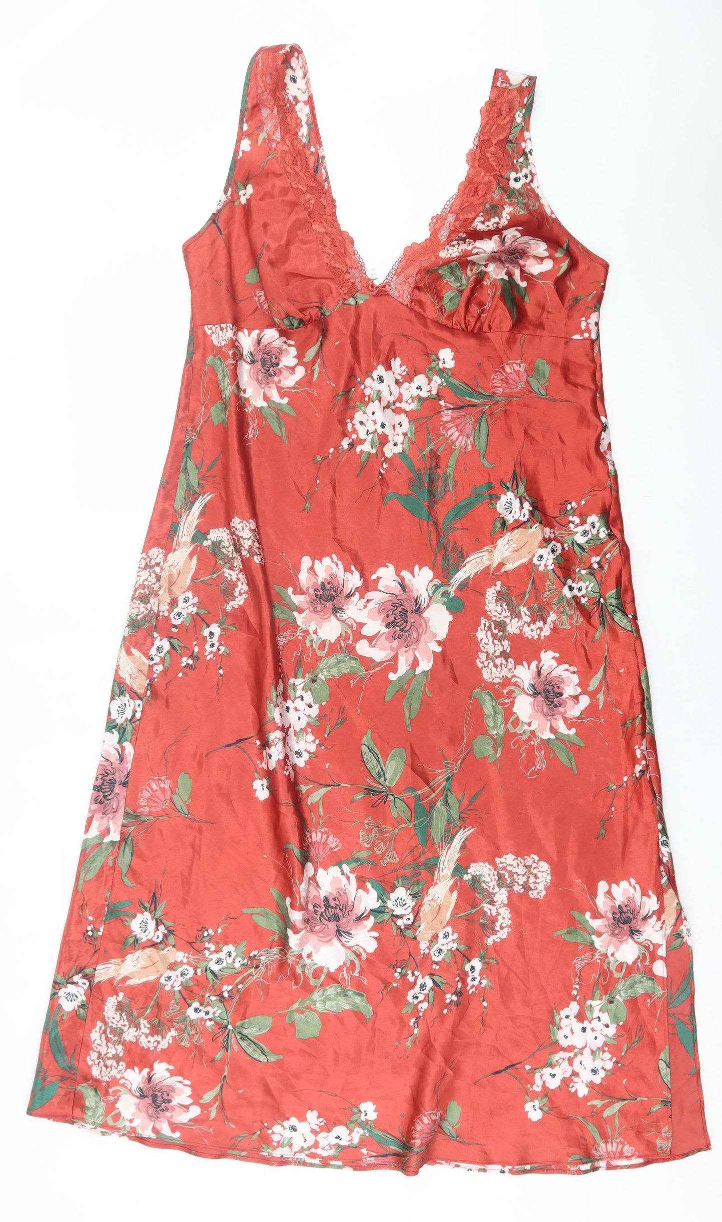 Red Herring Womens Red Floral Polyester  Dress Size 14