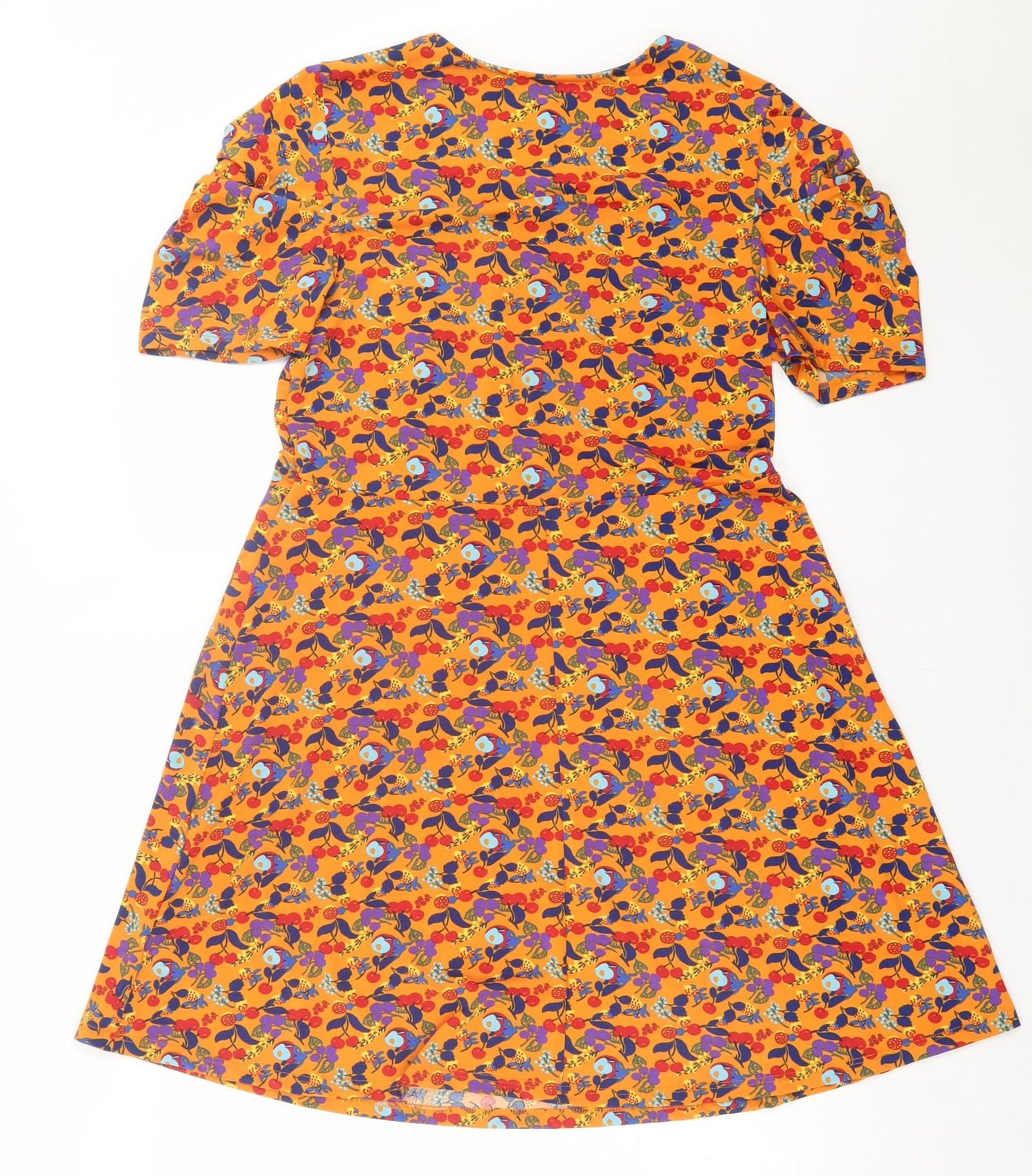 NEXT Womens Orange Geometric Polyester A-Line  Size 14  Crew Neck Pullover