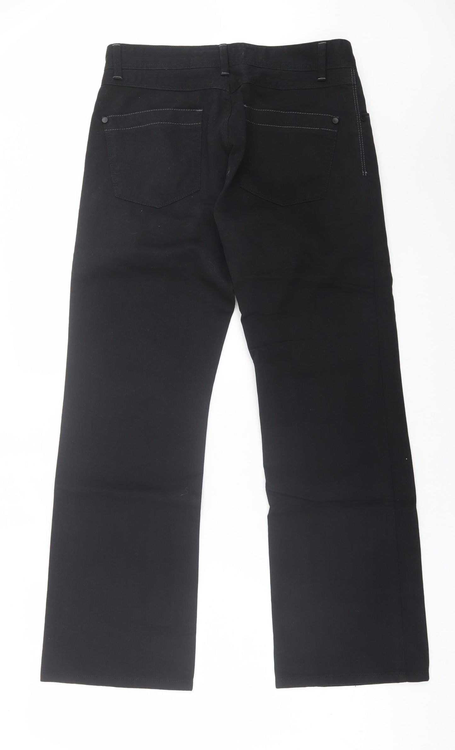 NEXT Mens Black  Cotton Straight Jeans Size 32 in L30 in Regular Button